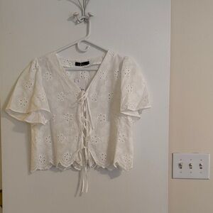 3 tie front Lace Women Top